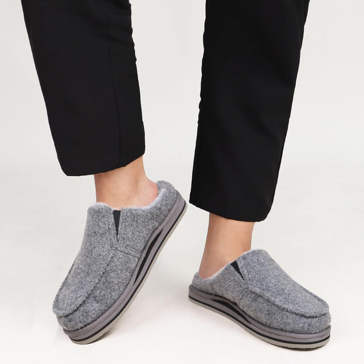 ONCAI Hausschuhe Herren Komfort Pantoffeln Plüsch Streifen Hüttenschuhe Wärme Cord Flauschig Slipper