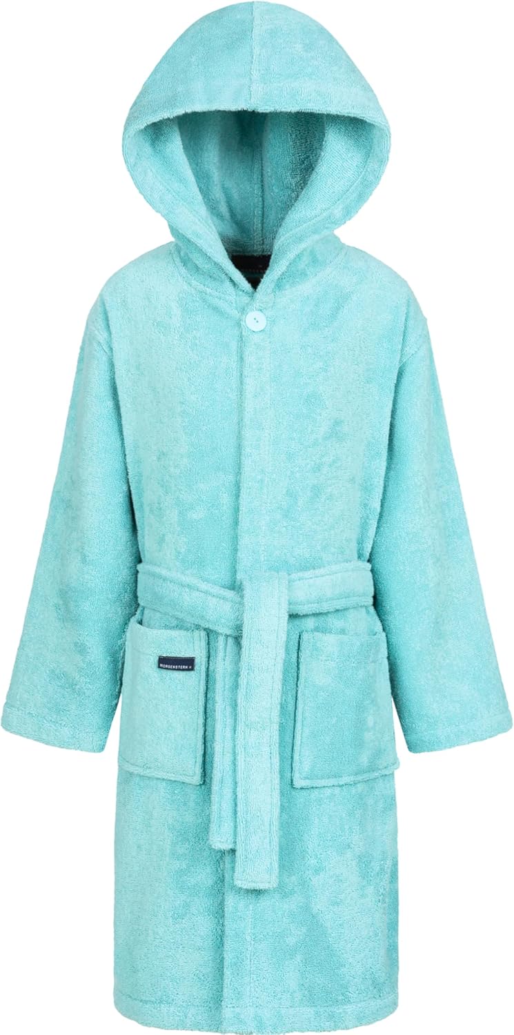 Morgenstern Bademantel Kinder Mädchen Jungen Frottee Baumwolle Kapuze OEKO-TEX Kinderbademantel 140