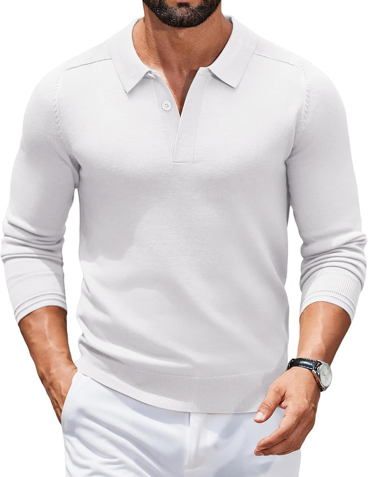 COOFANDY Polo Pullover Herren Strickpullover Pullover mit Polokragen Strick Poloshirt Langarm Busine