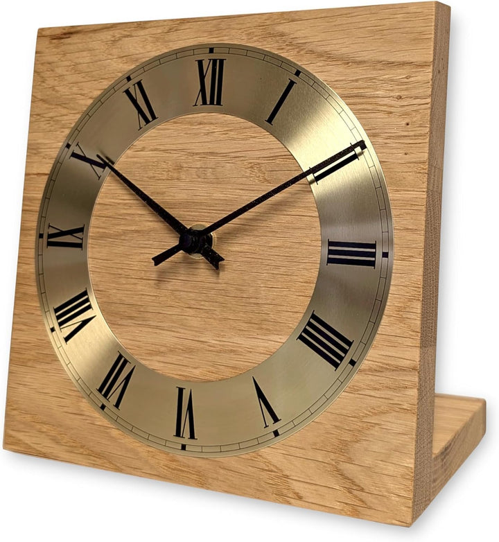Natuhr Tischuhr Eiche Buche Holz - Knick - Massivholz Design 17,5 x 17,5 cm (geräuscharmes Quarz-Uhr