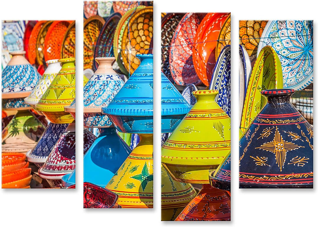 islandburner Bild auf Leinwand Tajines Auf Dem Markt In Marrakesch Marokko Bilder Wandbilder Poster