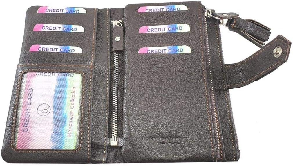 Victor Line Damen-Geldbörse aus Leder, Luigi Benetton, bunt, modisch, teilbar in zwei Brieftaschen.,