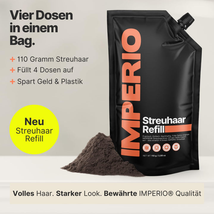 IMPERIO Streuhaar zur Haarverdichtung & vollem Haar in Sekunden. Schütthaar für einen authentischen