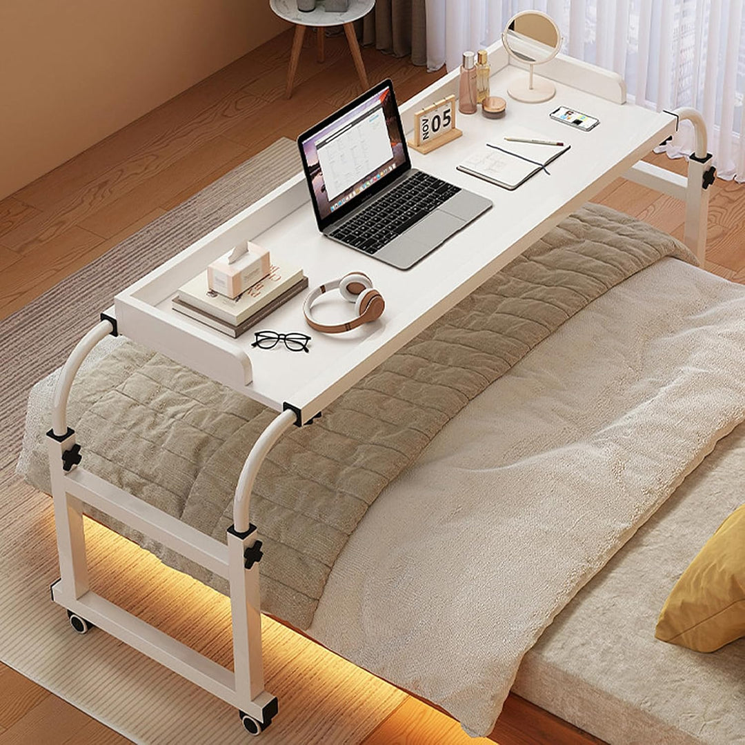 Überbetttisch mit Rollen, Krankenhausbetttisch Laptop für Liegesessel Mobiler Computertisch Grosser
