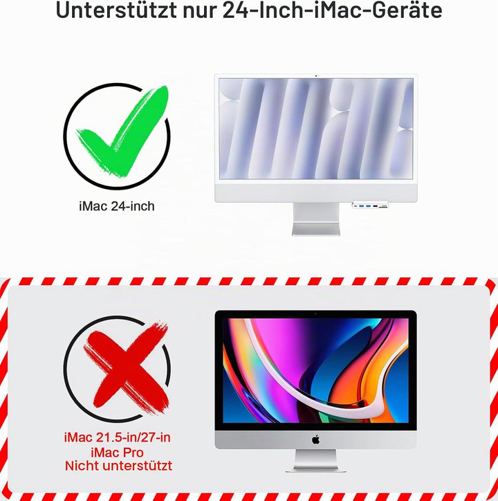 8-in-1 iMac-USB-Adapter mit HDMI 4K @ 60 Hz, USB 3.0 5 Gbit/s, SD/TF-Kartenleser, USB-C-Dock für iMa