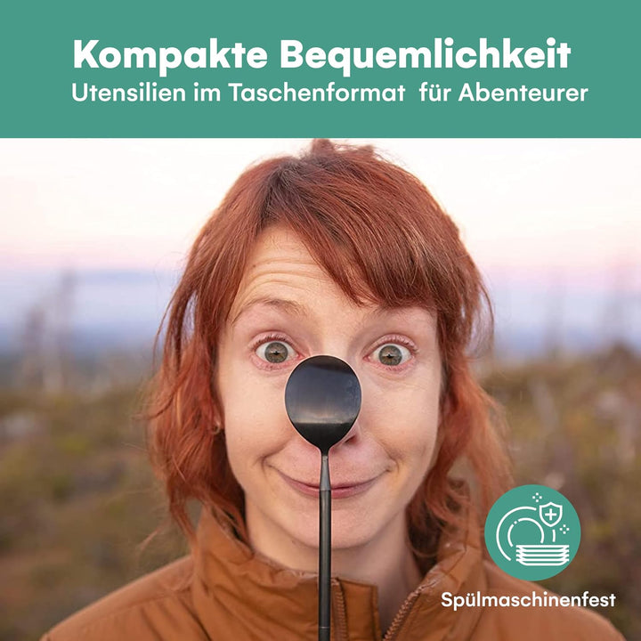 Reisebesteck von Outlery | Camping Besteckset für 1 Person mit Essstäbchen und Etui in Hosentaschenf