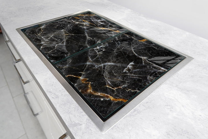 TMK ArtDeko Herdabdeckplatte 2 Teilig 40x52 + 45x52 cm - Spritzschutz Herdabdeckung – Herdschutz aus