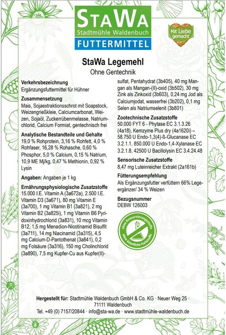 STAWA Legemehl Basis, ohne Gentechnik, Hühnerfutter, 25 kg, 25 kg