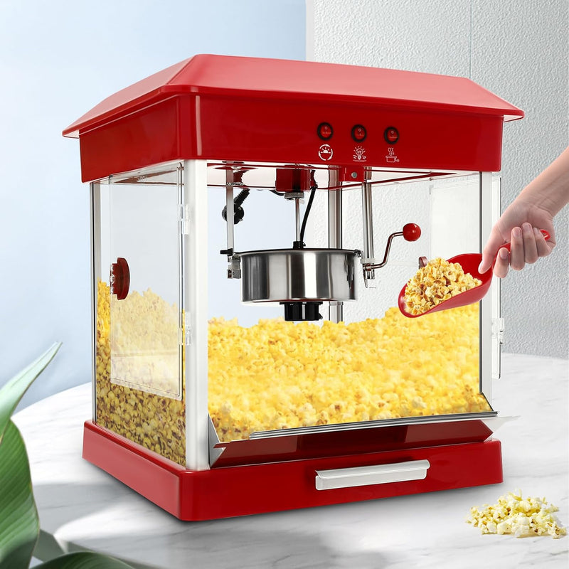 SABUIDDS Popcornmaschine 800W Popcorn Maker mit Antihaftbeschichtung Popcorn Machine für bis zu 300g