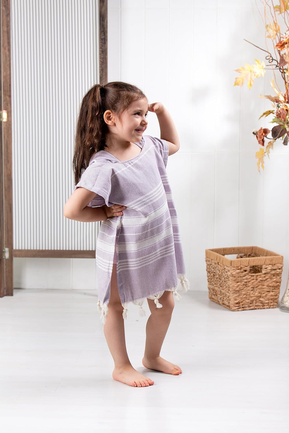 ELY PARKER Strandponcho für Kinder - 100% Baumwolle Strandtuch & Strandkleid - Saugstarkes Badeponch