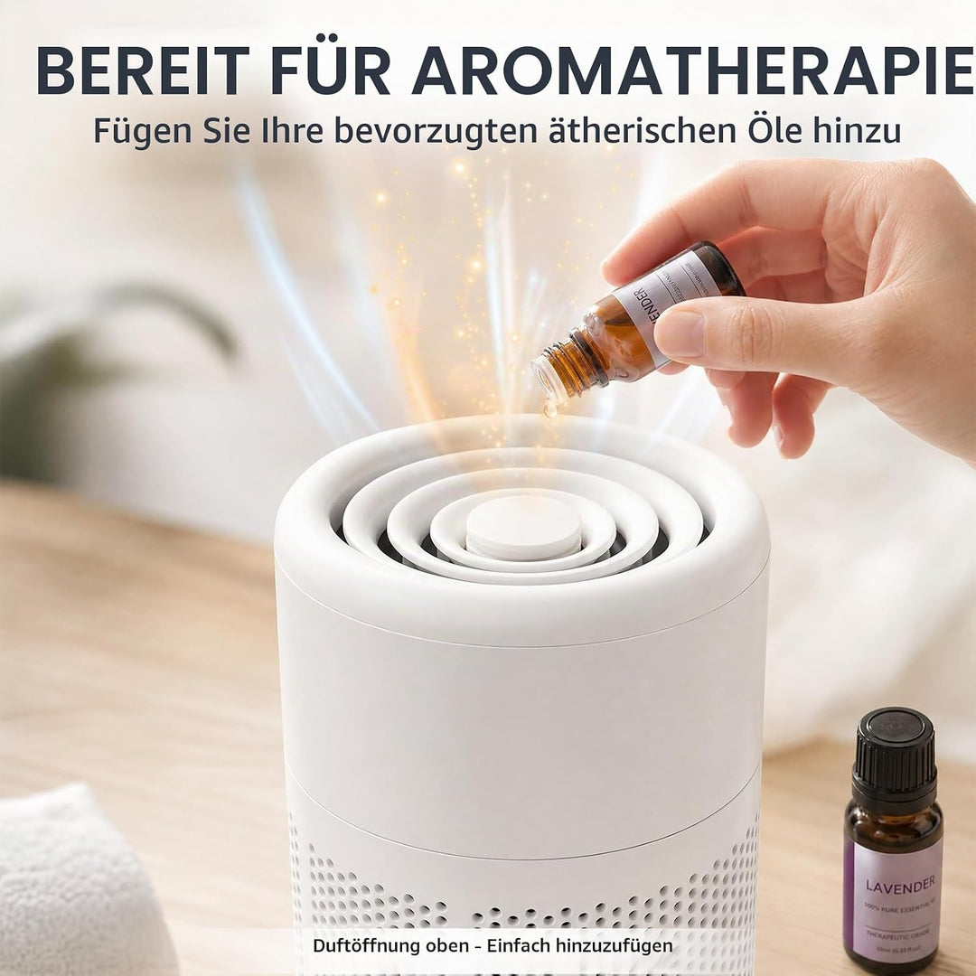Luftreiniger Allergiker, mit H13 HEPA Filter, 37dB Ultra Leise, Air Purifier gegen Rauch, Tierhaare,