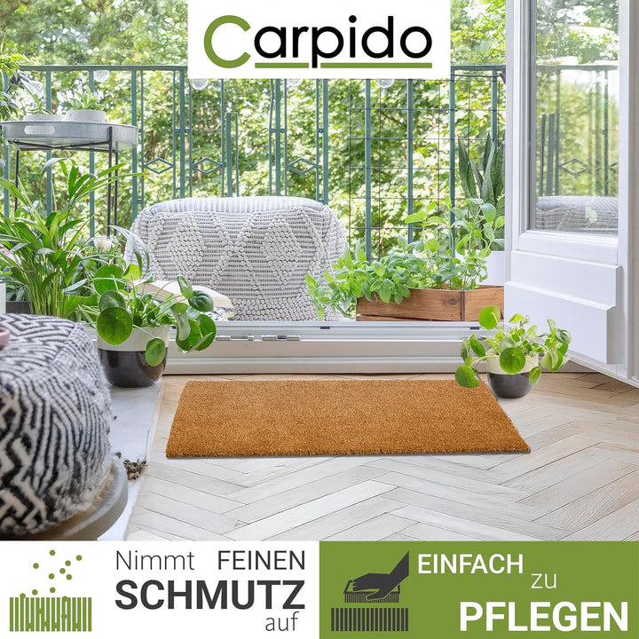 Carpido rutschfeste Kokosmatte - 60 x 90 cm Natur - Nachhaltige Naturfaser für den überdachten Ausse