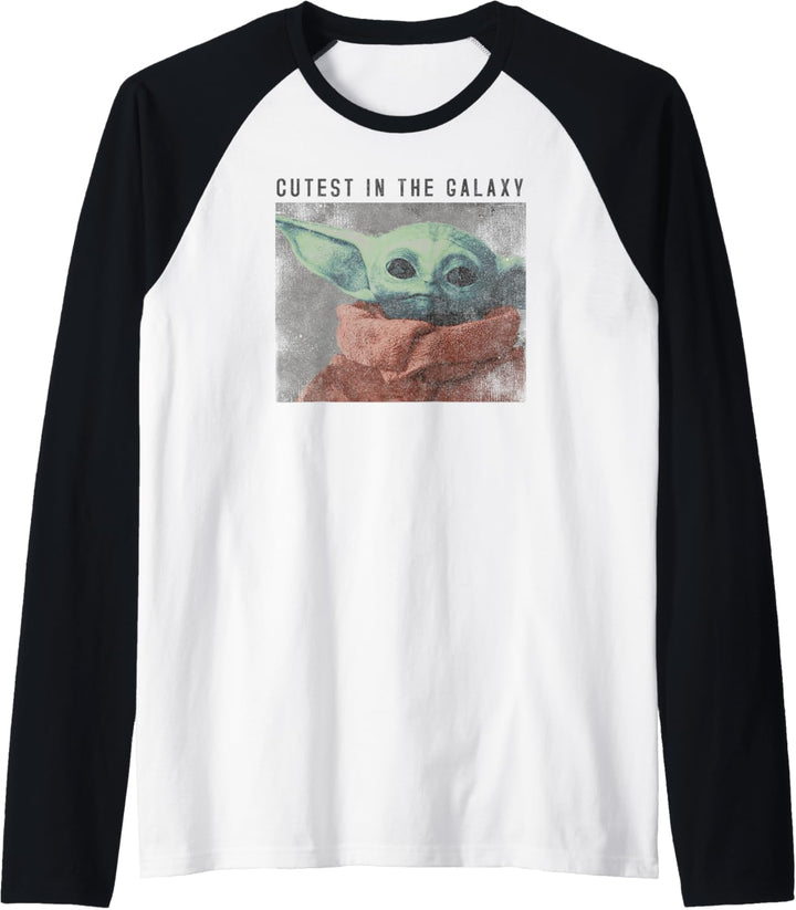 Star Wars Mandalorian The Child Dark Distressed Cutest Raglan