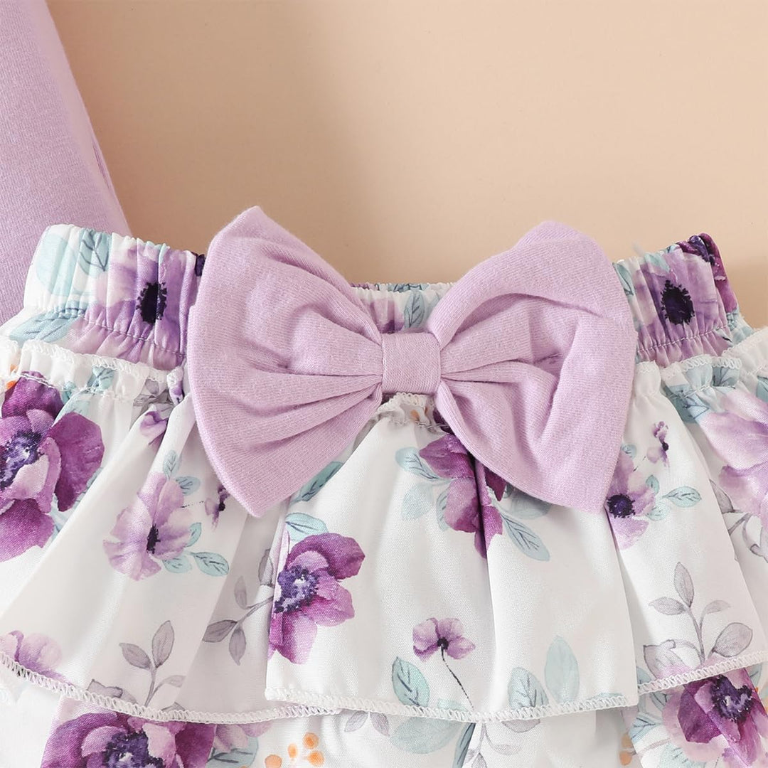 Neugeborene Baby Mädchen Sommer Outfit Rüschen Kurzarm Top+ Bowknot Bloomers Tutu Rock Shorts+ Stirn