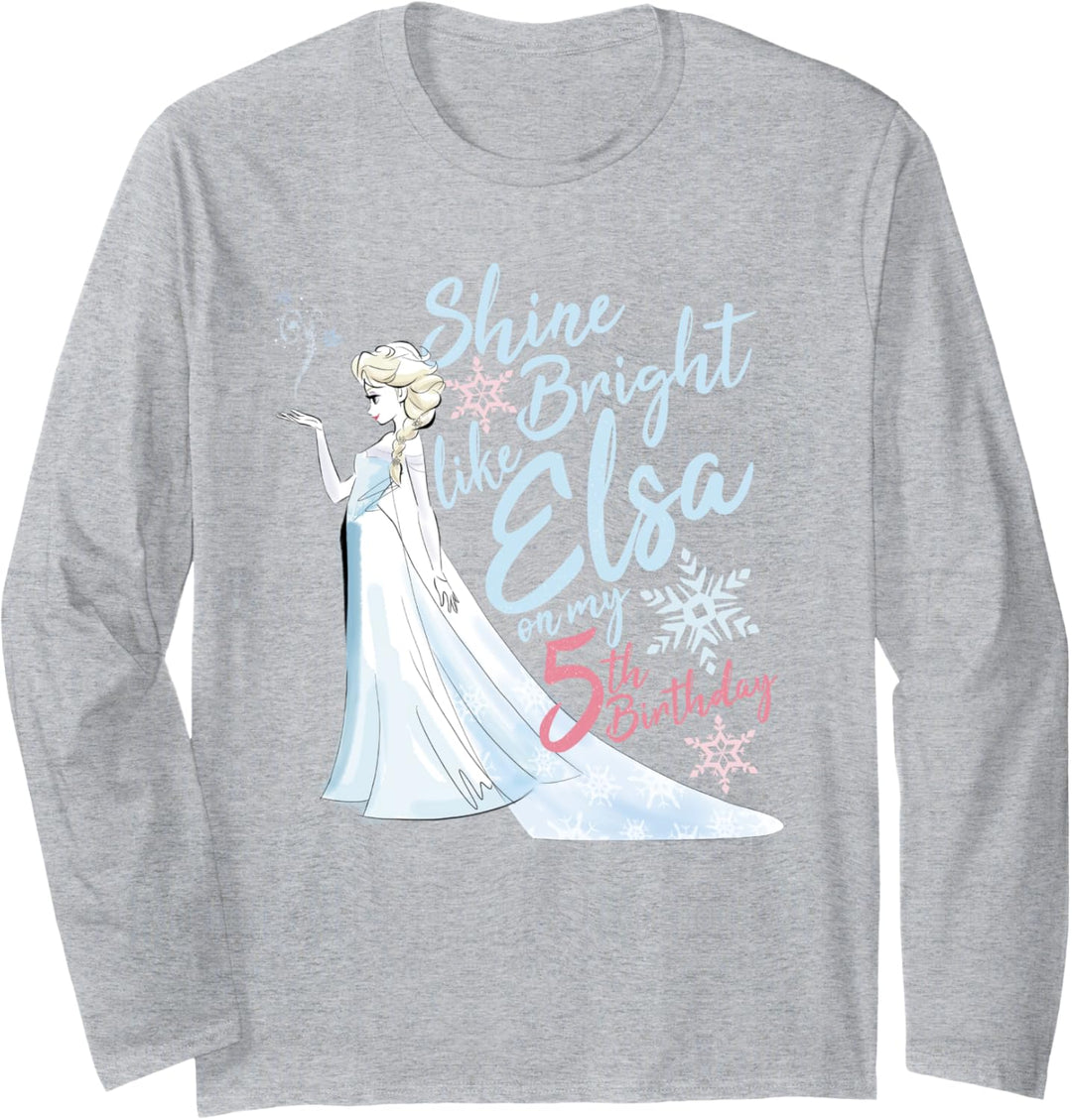 Disney Frozen Elsa Shine Bright On My 5th Birthday Langarmshirt