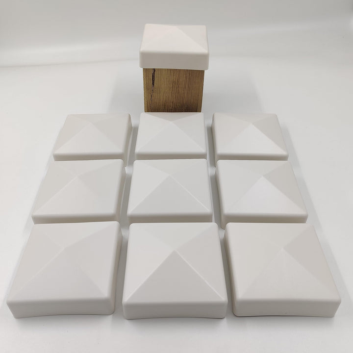 10 Stück Zaun Pfostenkappe 90 mm Pyramide Abdeckkappe cremeweiss für Pfosten 9 x 9 cm (UV stabilisie