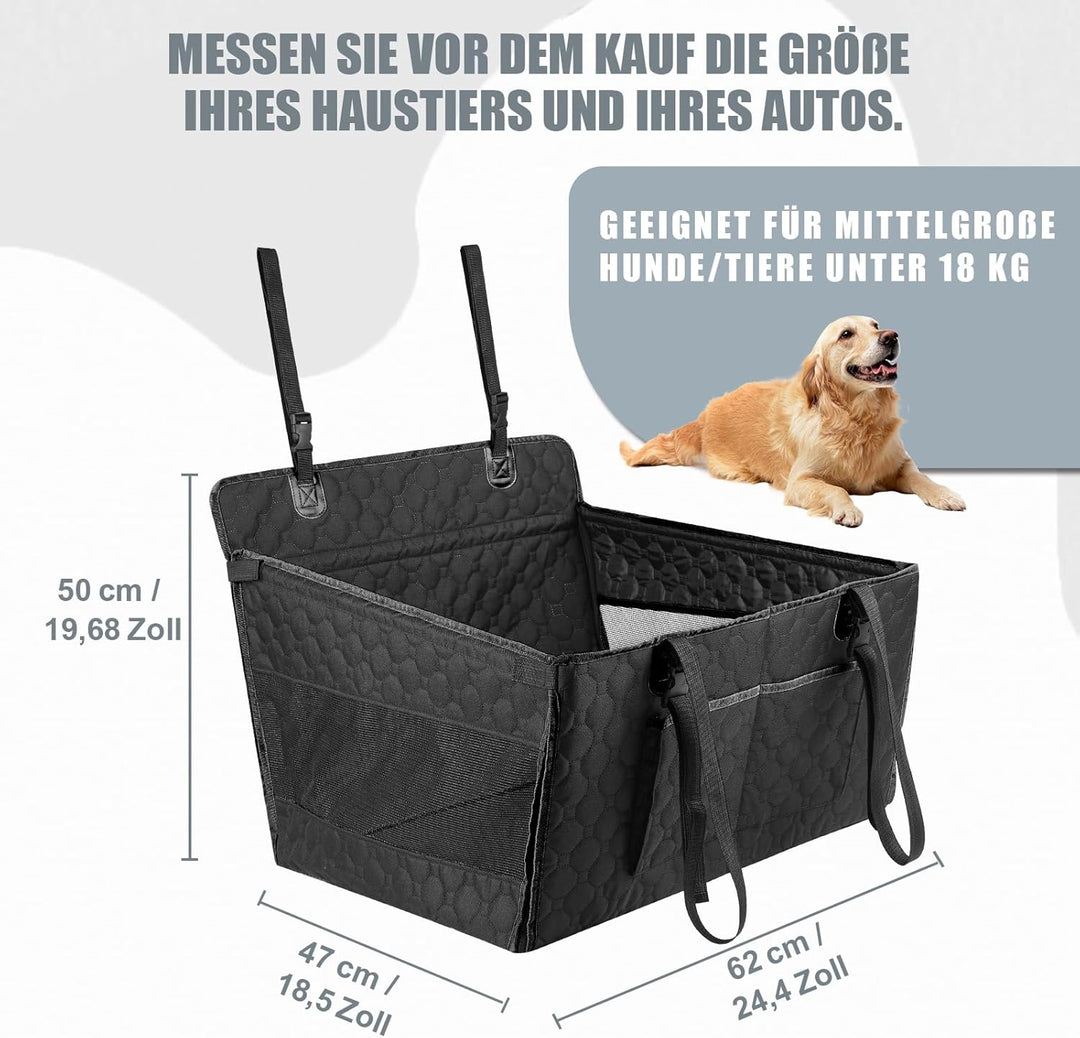 Verstärkter Hunde Autositz für Mittlere und Grosse Hunde, Hunde Autositz Rückbank – mit 4 Sicherheit