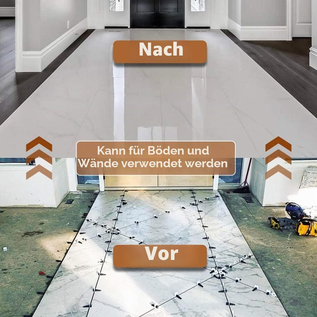 Deuvuo 500 Stück Fliesen Nivelliersystem 1mm Zuglaschen,1mm fliesen nivelierset fliesen Verlegehilfe