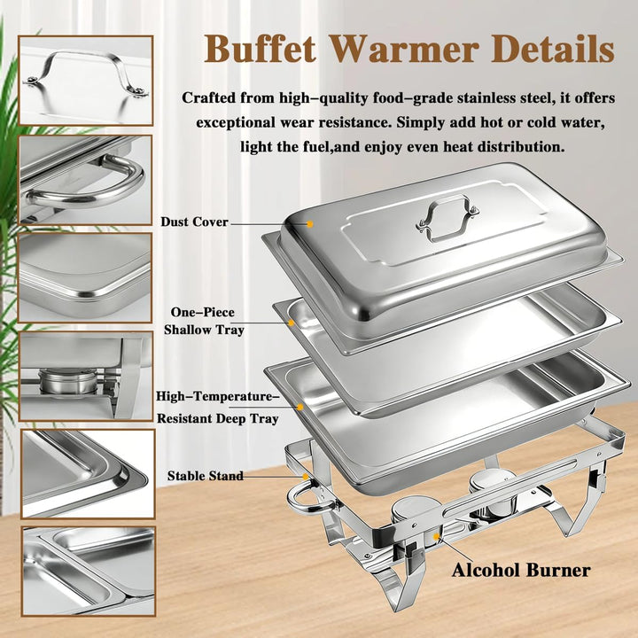 2pcs 9 Liter-Chafing Dish Buffet Set,Edelstahl BuffetwäRmer Set,Rechteckiger SpeisenwäRmer Mit Zange