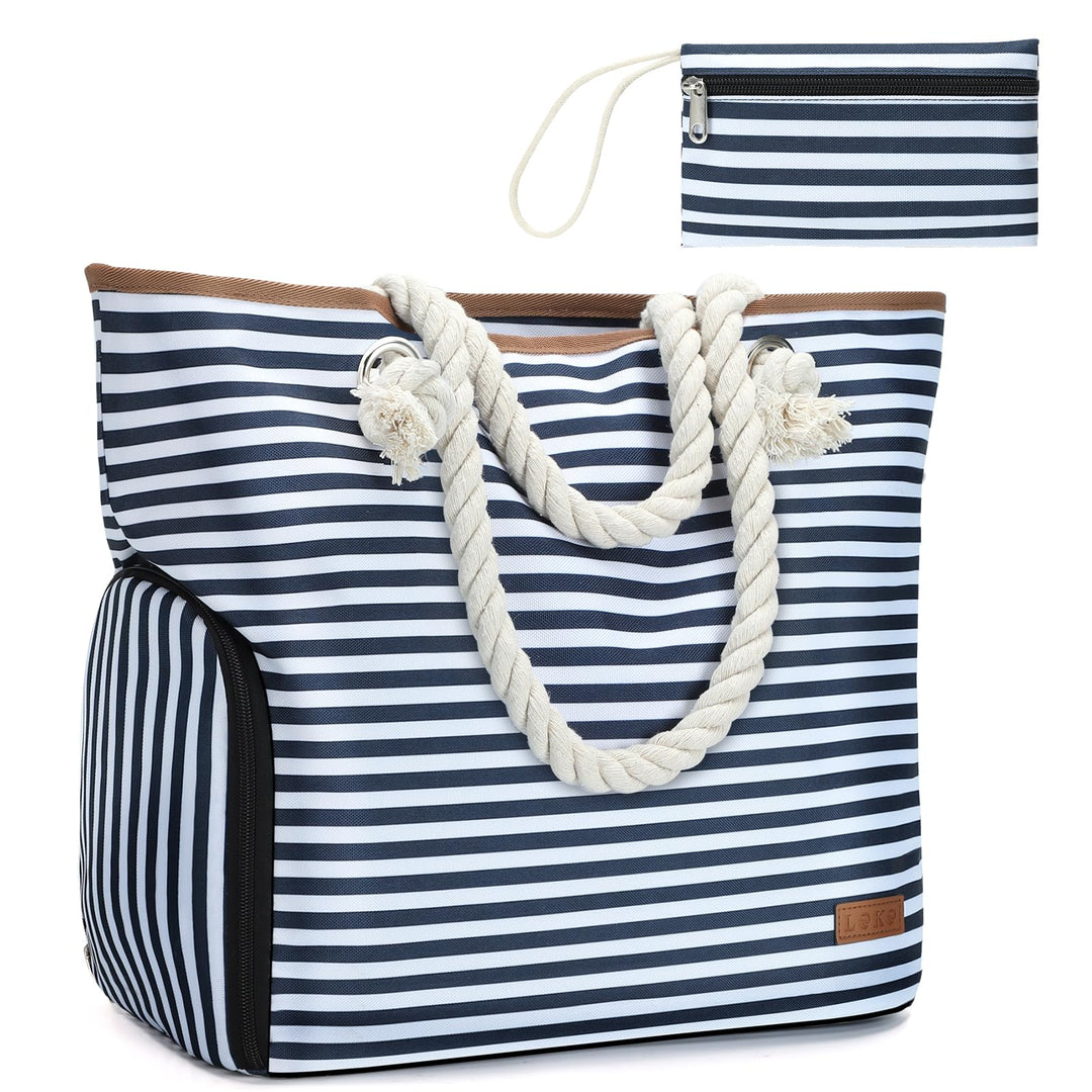 Strandtasche Damen Gross mit Reissverschluss, Vielseitiger Badetasche XXL Familie Saunatasche Reiset