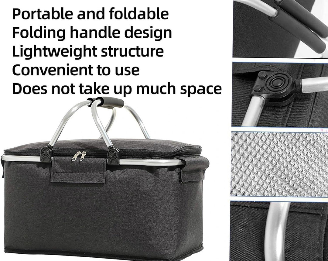 Einkaufskorb Faltbar, Einkaufskorb mit Kühlfunktion, Thermo als Picknickkorb,Tragekorb,Kühlbox Tragb