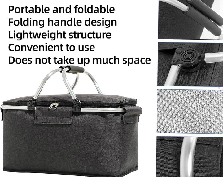 Einkaufskorb Faltbar, Einkaufskorb mit Kühlfunktion, Thermo als Picknickkorb,Tragekorb,Kühlbox Tragb