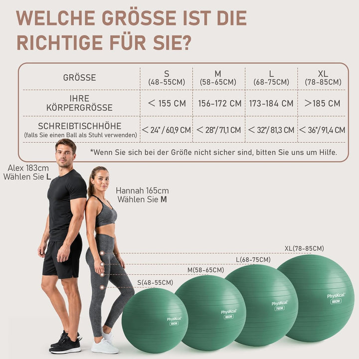 Gymnastikball und 23 cm Pilatesball Set, Anti Burst Gymnastikball, Anti-Rutsch-Sitzball, Balanceball