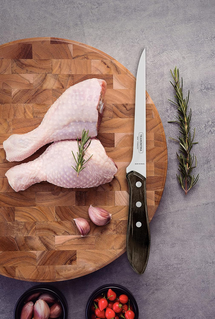 Tramontina Ausbeinmesser, Fleischmesser, Klinge 15 cm, rostfreier Edelstahl, Holzgriff, FSC 28.5 Aus