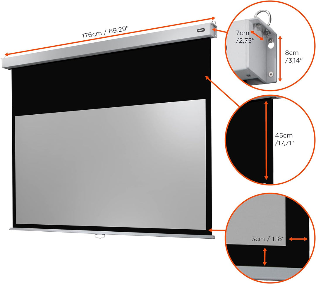 celexon manuell ausziehbare Heimkino- und Business-Rollo-Beamer-Leinwand 4K und Full-HD mit Slow-Ret