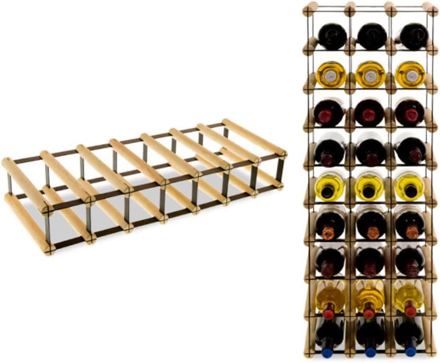 Weinregal aus Metall &amp; Holz für 7 Flaschen, 12,5x72,5x25cm, freistehender Weinständer, Getränkeregal