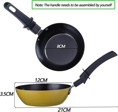 RoDzj Mini Wok Set 6 Personen Ø12 cm Antihaftbeschichtet Party Wok Set, Raclette und Fondue Ersatzpf