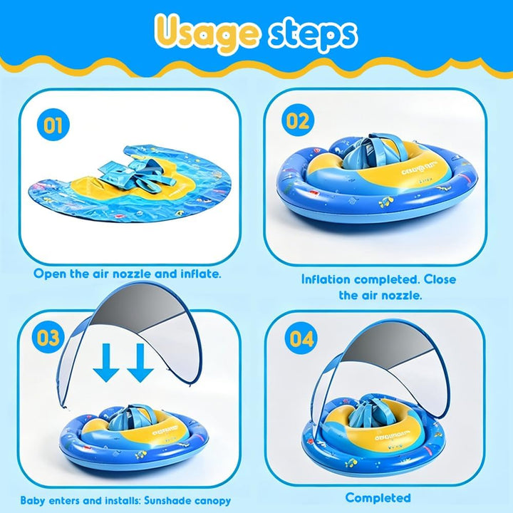 Baby Schwimmring, Schwimmring Baby mit UPF50+ Abnehmbarem Sonnendach, Kleinkind Pool Schwimmring mit