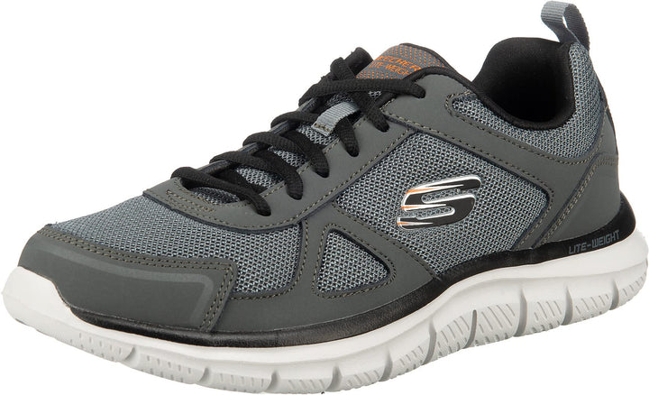 Skechers Herren Sneaker Sportschuhe 42 EU Charcoal Leather Mesh Pu Black Trim, 42 EU Charcoal Leathe
