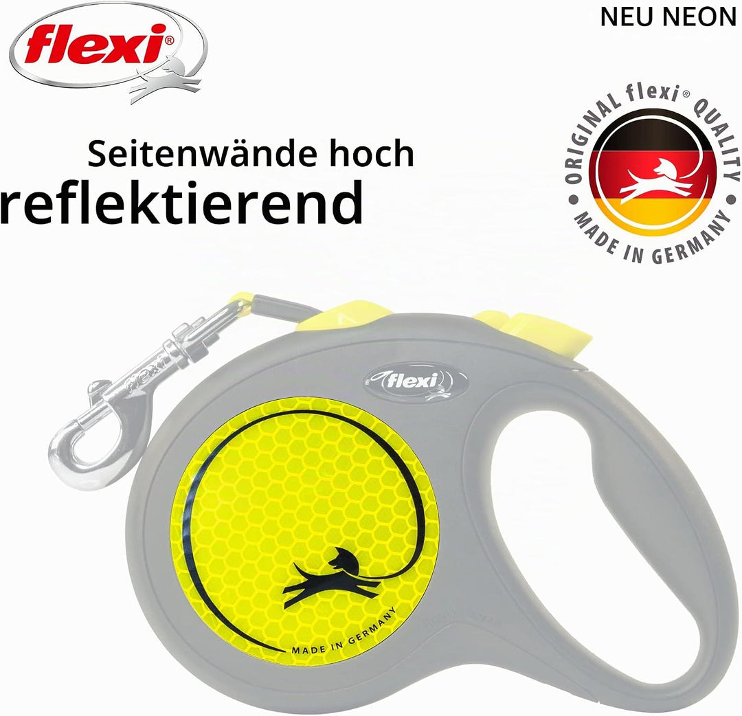 flexi cl31t5.250.s Neo einziehbare Hundeleine, gross, Schwarz/Neon Black/ Neon 1 Stück (1er Pack), B