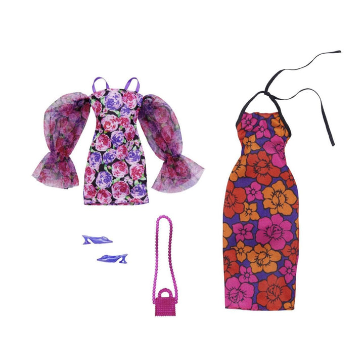 Barbie Fashion Pack – HJT35 – Kleidungsset für Puppen – Minikleid mit Puppenschulter, langes Kleid,