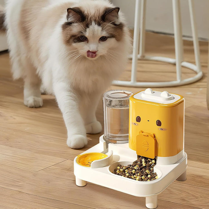 Katzenfutterautomat | 2 In 1 Automatischer Futterautomat Für Haustiere | Abnehmbarer Wasserspender F