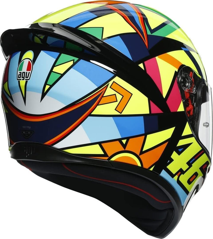 AGV Unisex-Adult K1 E2205 TOP Motorrad Helm, Gelb/Blau/Rot, XL