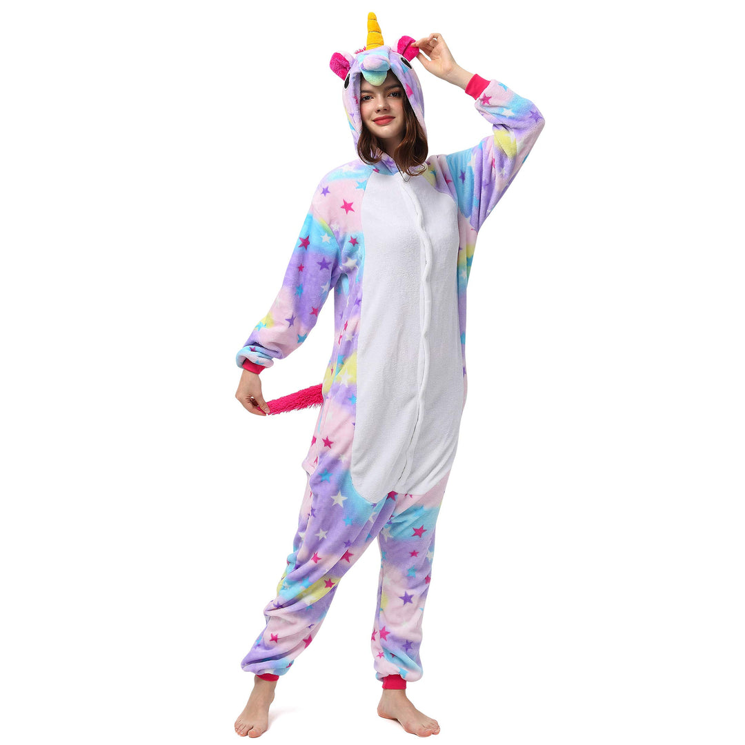 Katara 1744 (30+ Designs) Einhorn-Kostüm Lila-weiss, Unisex Onesie/ Pyjama-Qualität für Erwachsene &amp;