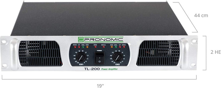 Pronomic TL-200 Endstufe - Stereo-Leistungsverstärker mit 2x 500 Watt an 2 Ohm - Lüfter Temperaturge