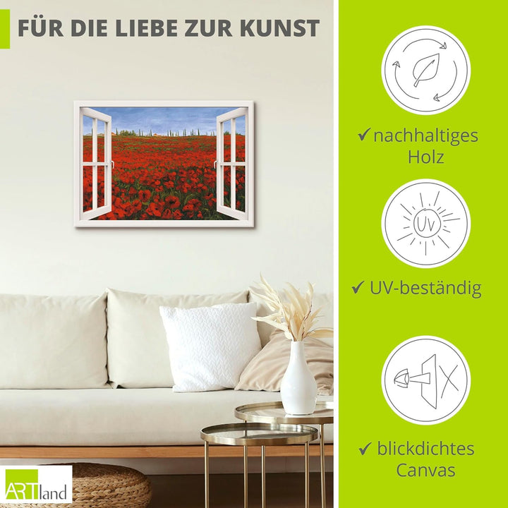 ARTland Leinwandbilder Wandbild Bild auf Leinwand 100x70 cm Landschaften Fensterblick U1TK 4 Jahresz