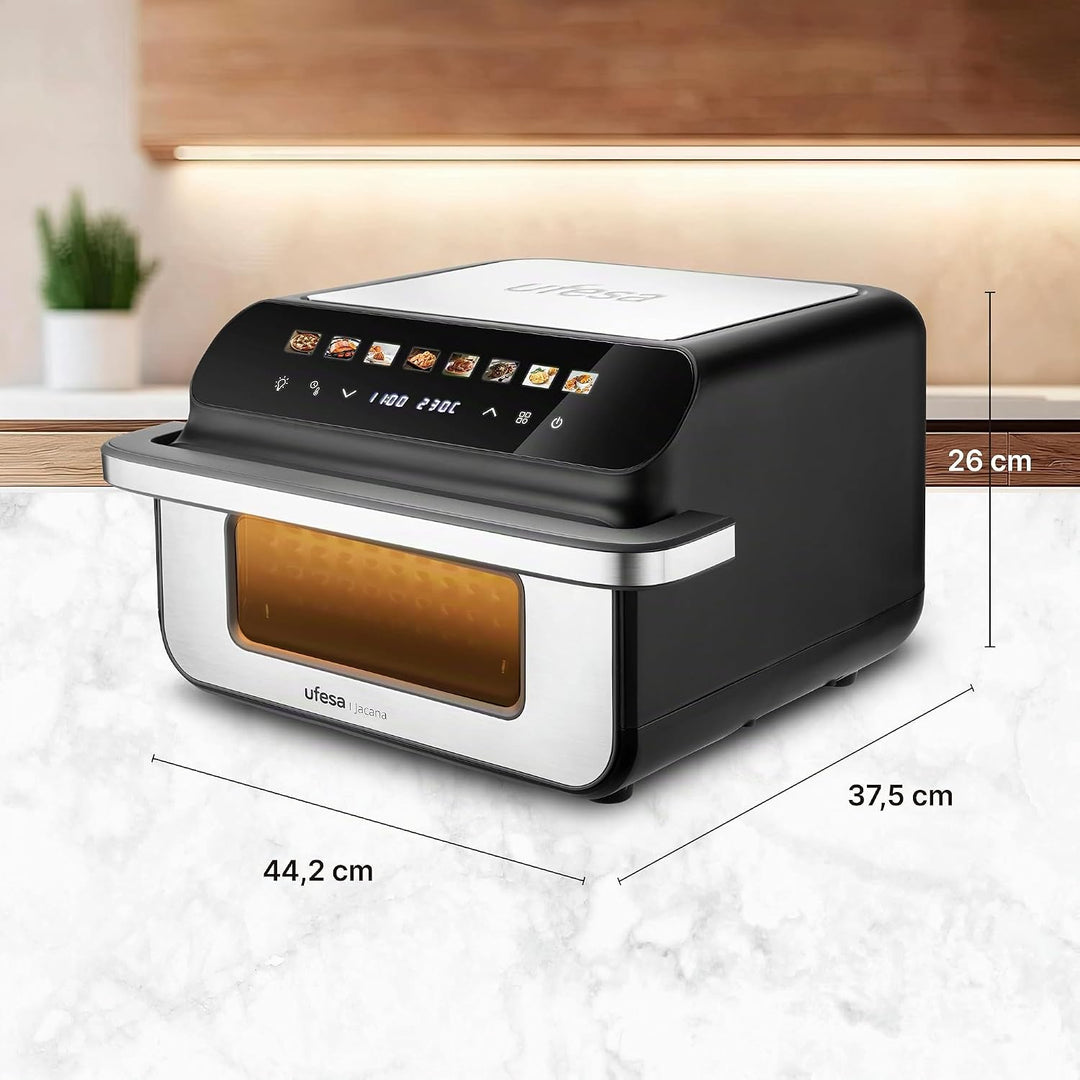 Ufesa Jacana Heissluftfritteuse 10 L, Airfryer XXL mit Doppelheizung, Elektrischer Mini-Backofen, 28