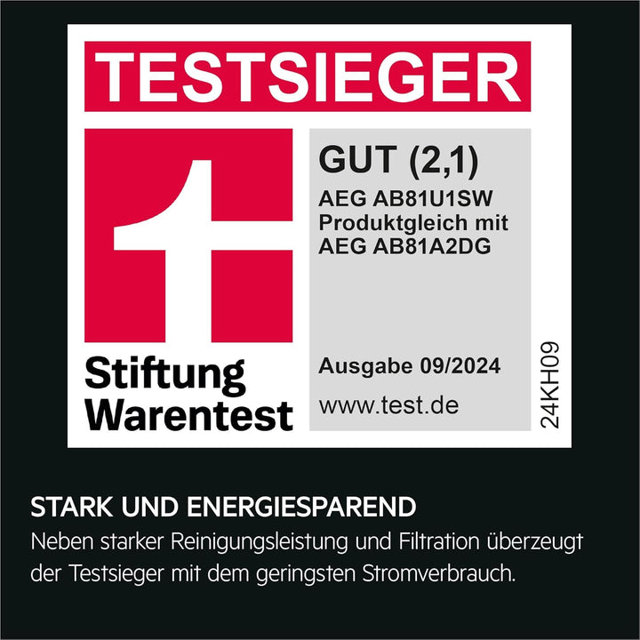 AEG Ultimate 8000 Staubsauger mit Beutel, Testsieger der Stiftung Warentest, hohe Saugleistung, Auto