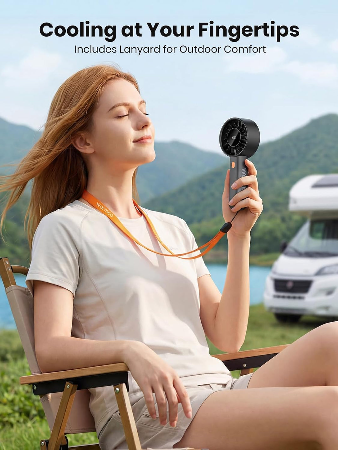 Warmco HC2 5000mAh Handventilator für Reise und Outdoor | 6-18 Std. Laufzeit, 7m/s Luftstrom, 4 Stuf