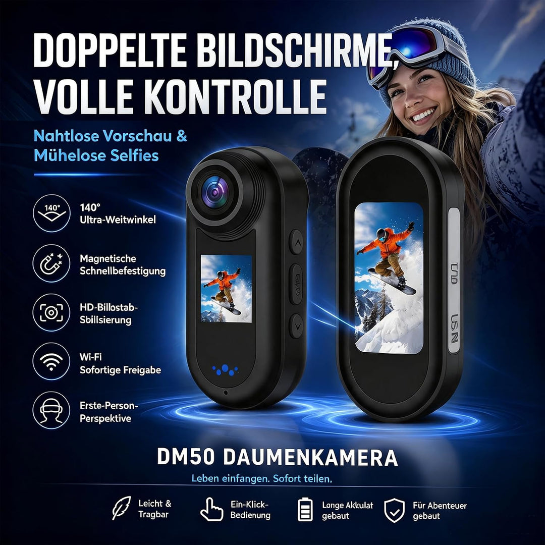 4K Body Cam Daumengrösse Magnetische Tragbare WiFi Wasserdicht POV Kamera | Mit Zubehör, Körperkamer