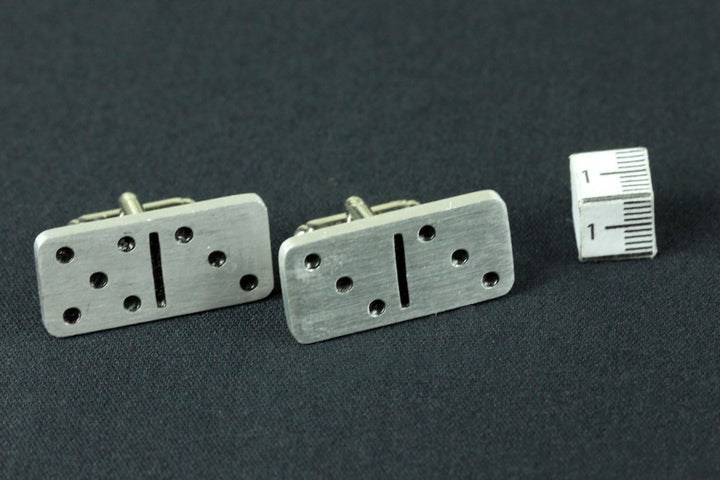 Miniblings Domino Manschettenknöpfe Miniblings Knöpfe + Box Spiel Spielstein Dominostein - Herrensch