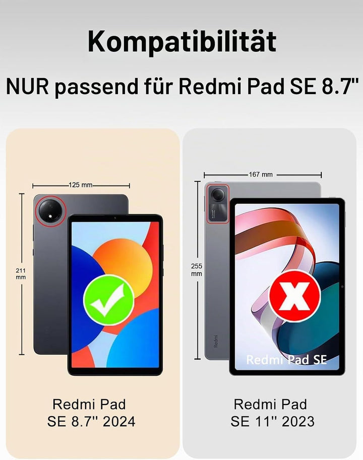 Tastatur Hülle für Xiaomi Redmi Pad SE 8.7 Zoll 2024, QWERTZ Layout Deutscher, Hülle Tastatur mit Ma