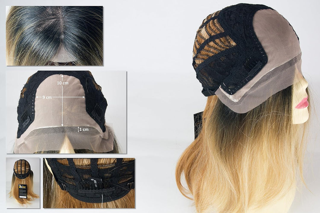 WIG ME UP - DW2553A-MF-44-Y-SC1911 Perücke Damenperücke Lace-Front Teil-Mono lang glatt Ombre Mix Du