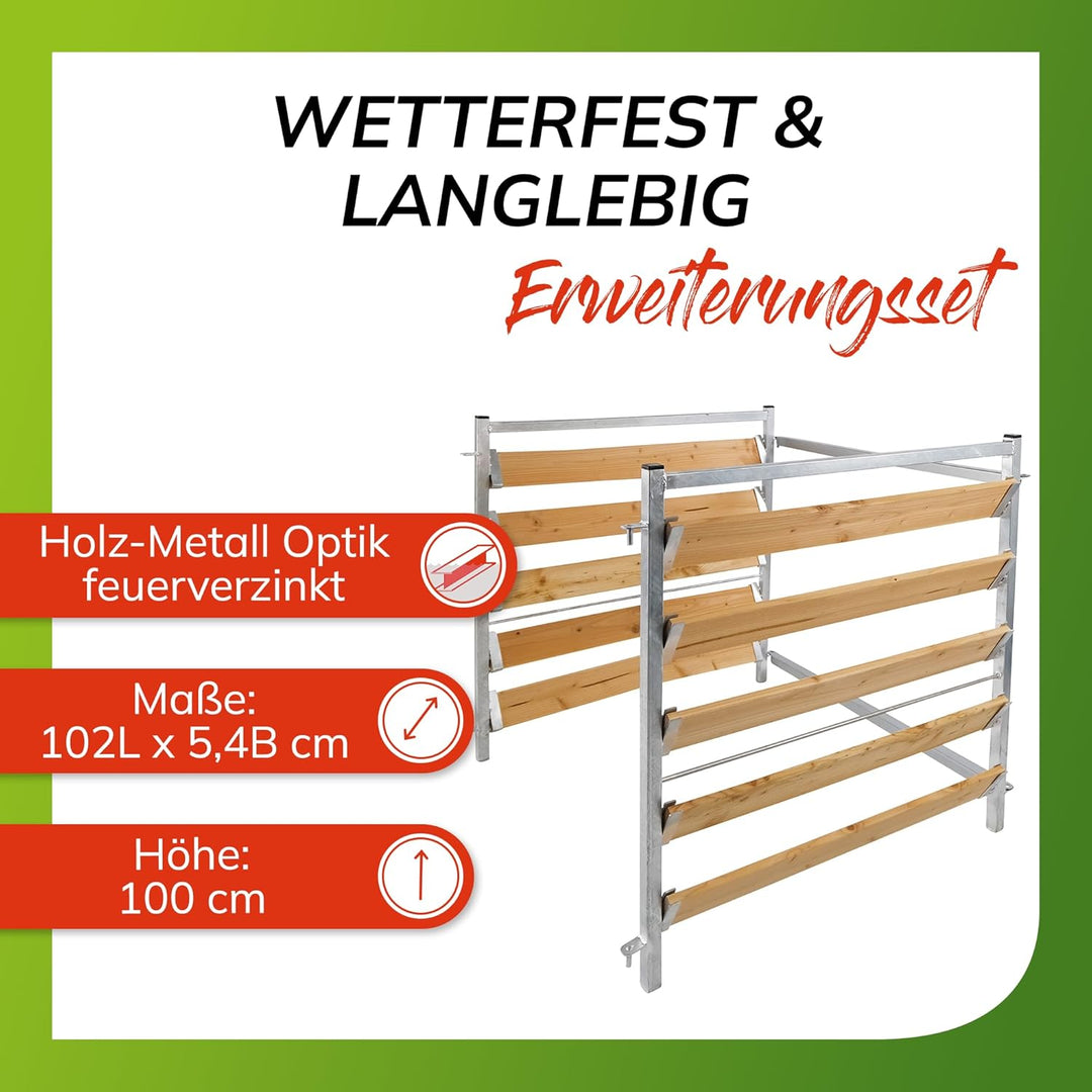 bellissa – Erweiterungsset Komposter für Garten 102x5.4x100 cm – Seitenteile & Verbindungsstreben in