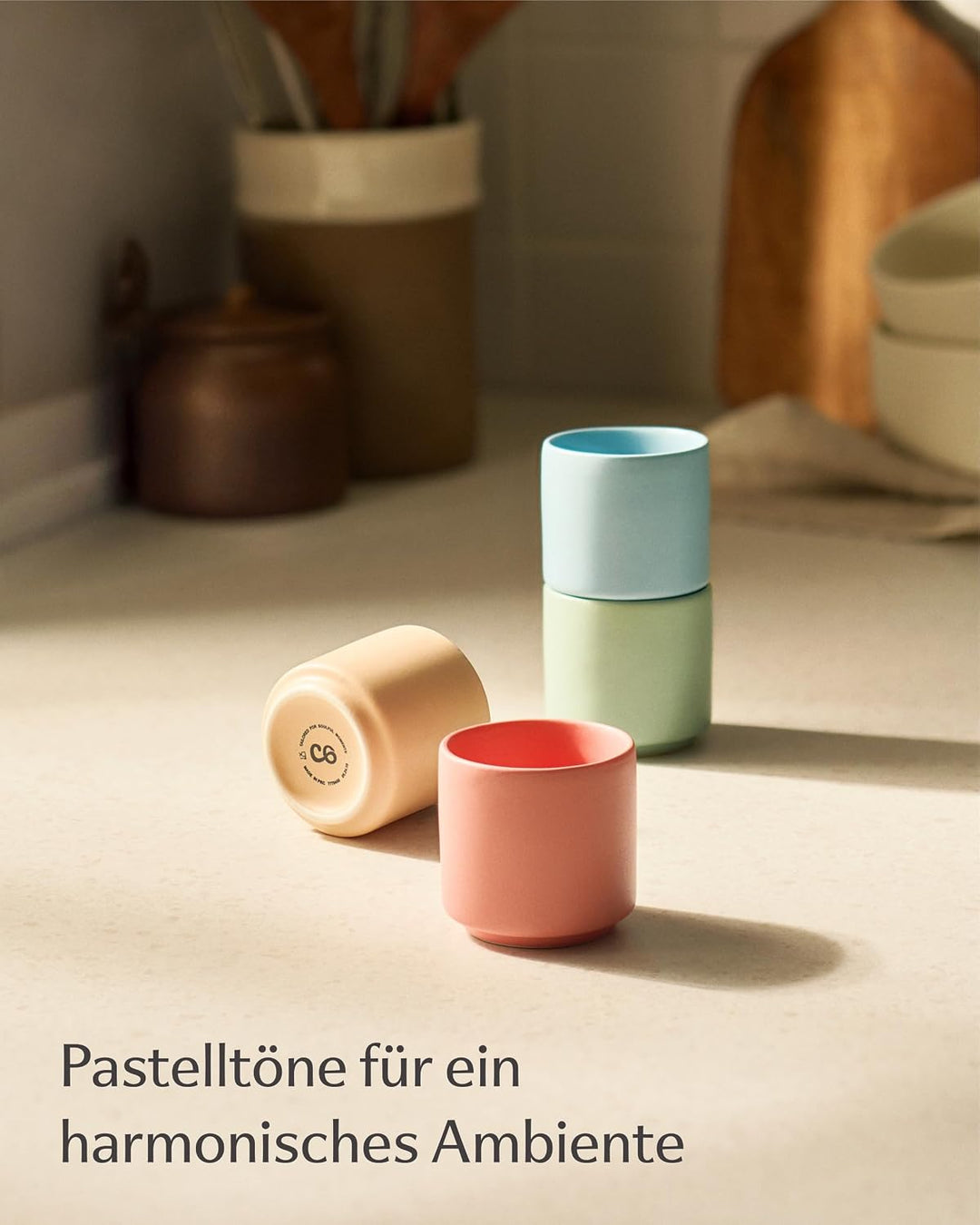 Cosumy 4er Set Espressotassen Bunt Pastell 80ml – Espressobecher – Keramik | Handgefertigt, dickwand