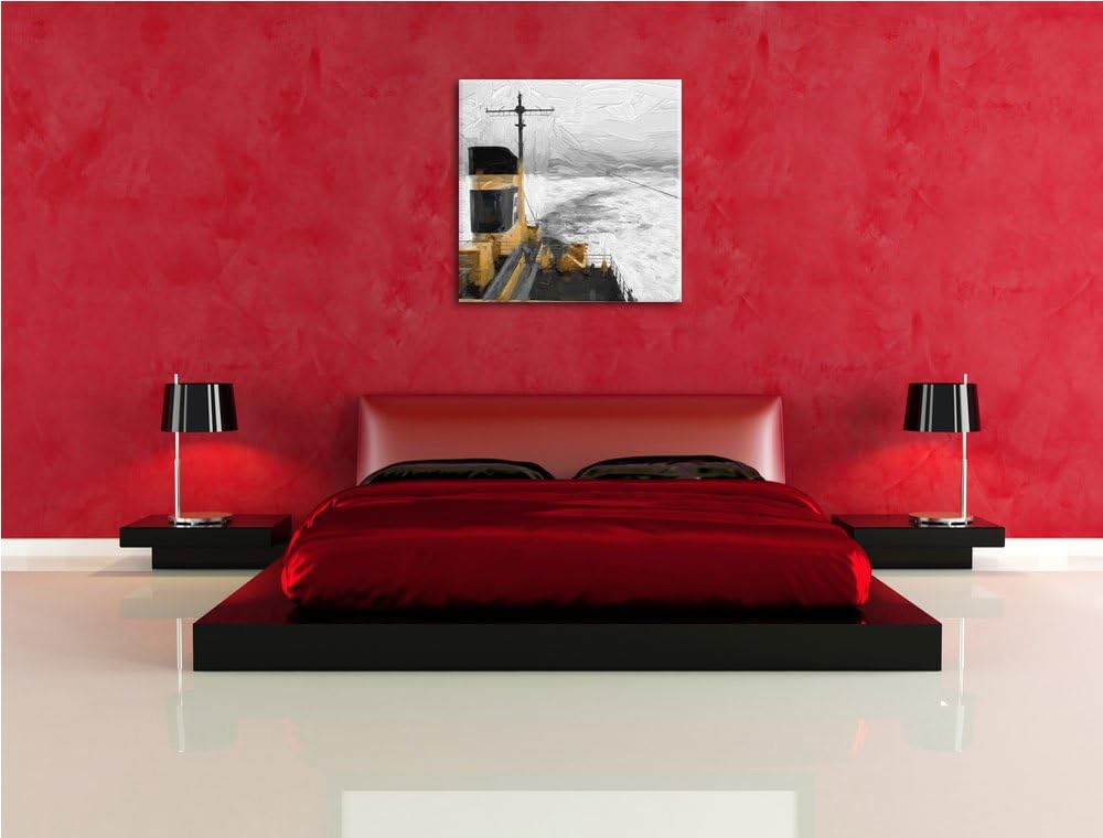 Pixxprint Grosses Schiff 70x70cm Leinwandbild Wandbild Kunstdruck, 70x70